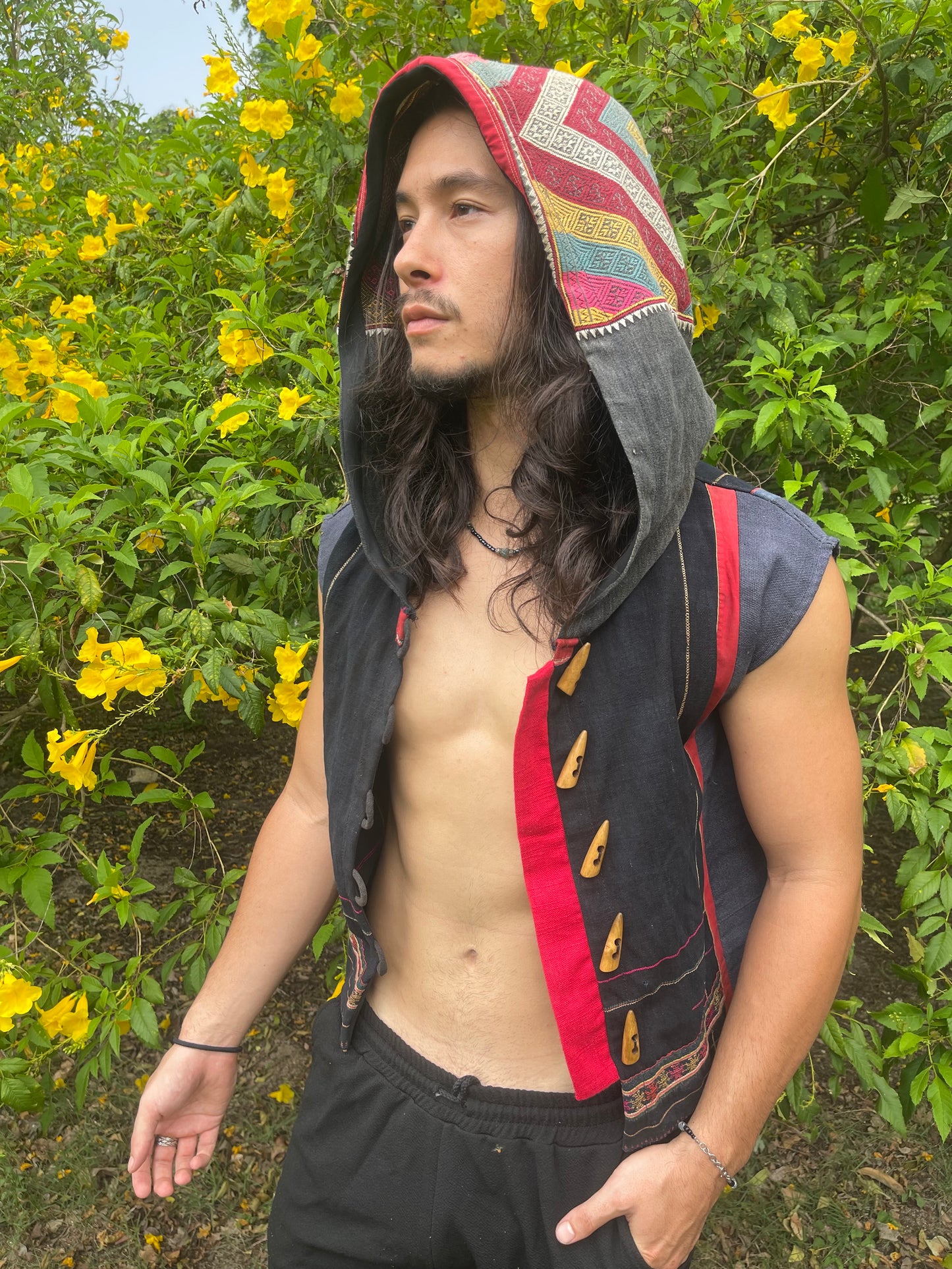 Hemp Unisex sleeveless with Embroidery Hood (RARE)