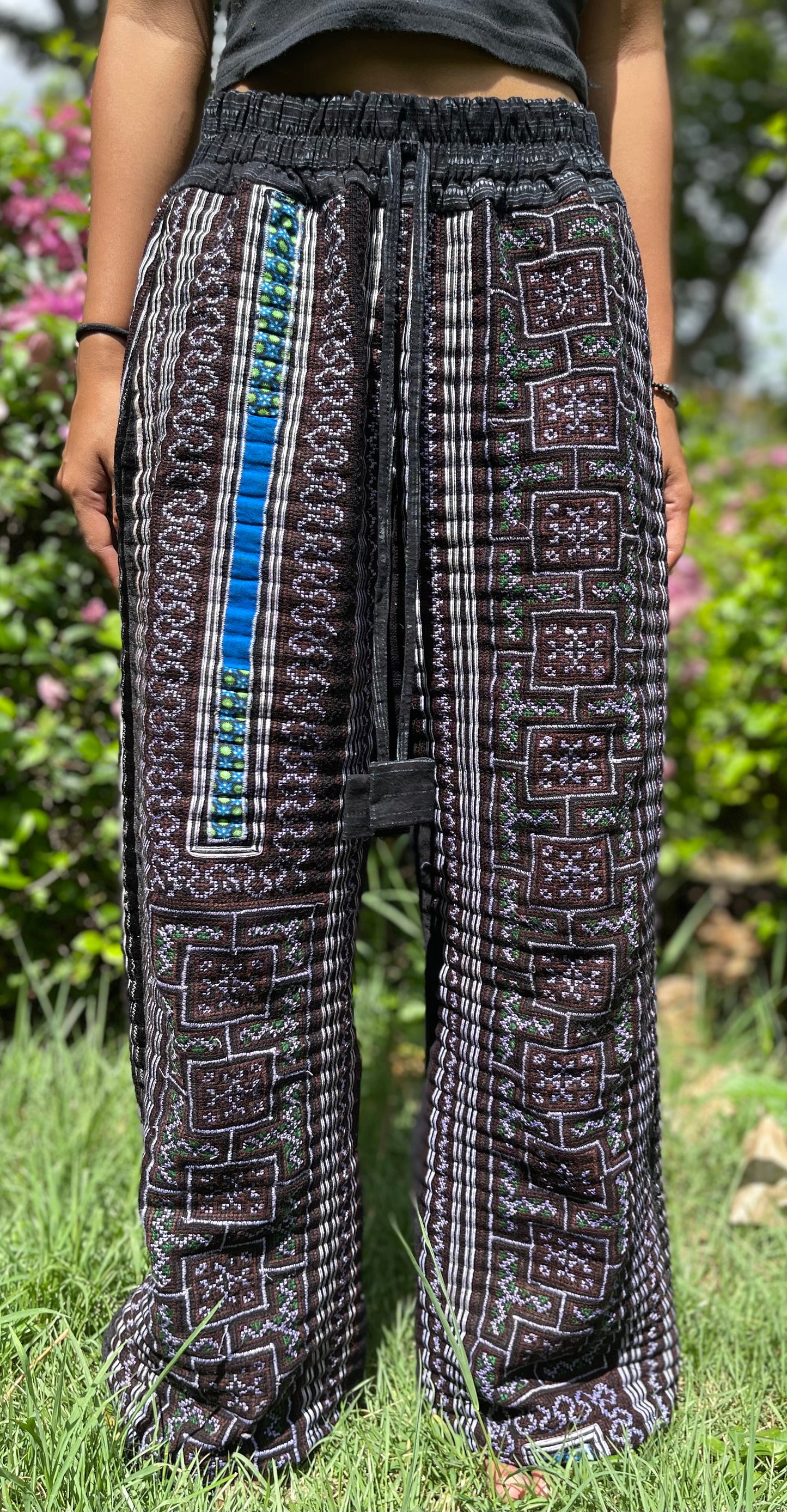 Entirely Hand-Embroidered Cotton Pants