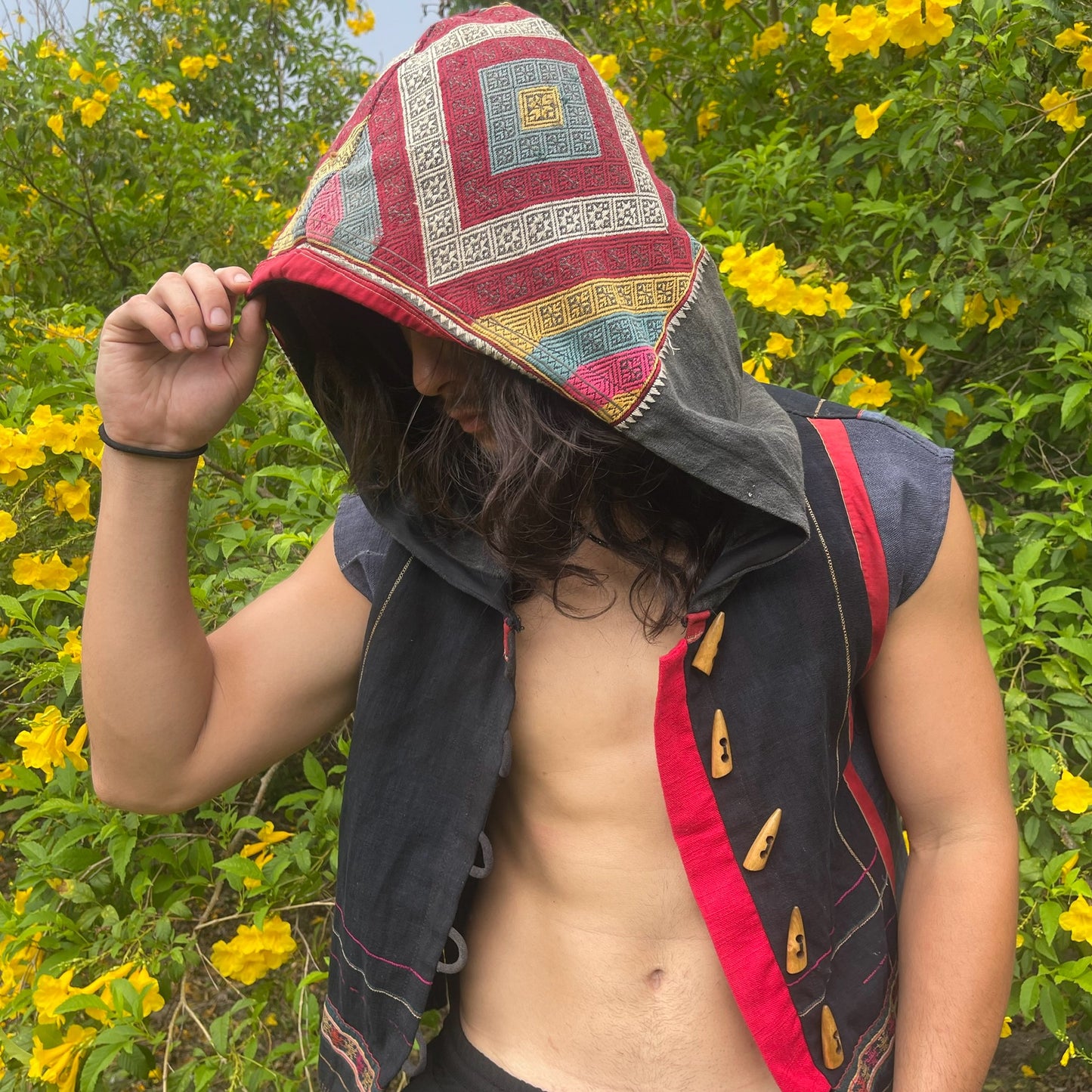 Hemp Unisex sleeveless with Embroidery Hood (RARE)