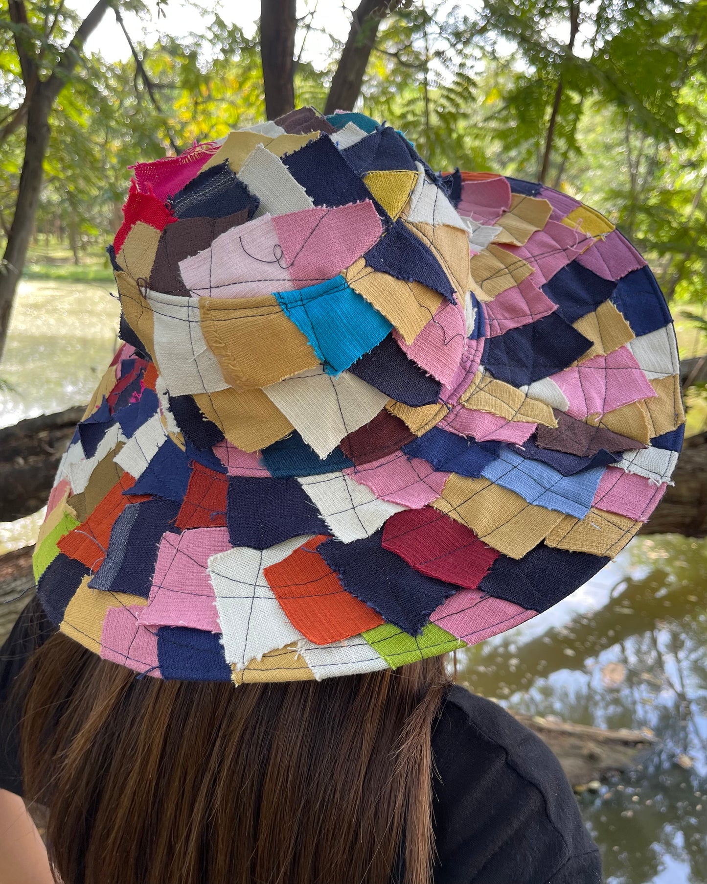 Patchwork Wide-Brim Hat