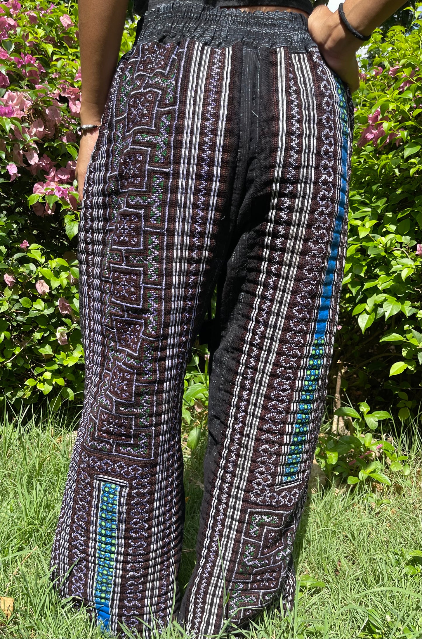 Entirely Hand-Embroidered Cotton Pants