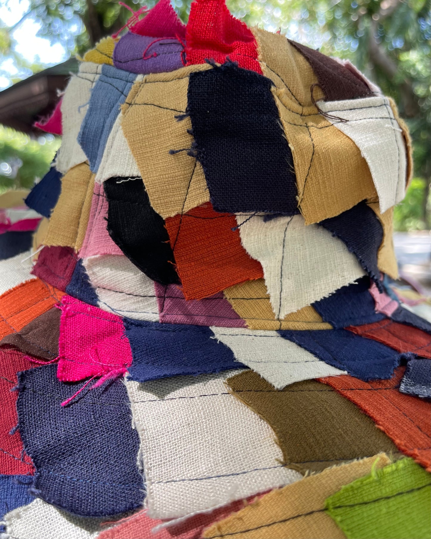 Patchwork Wide-Brim Hat