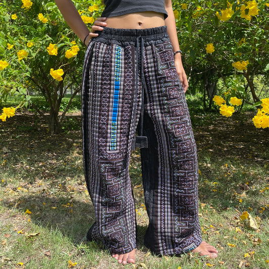 Entirely Hand-Embroidered Cotton Pants