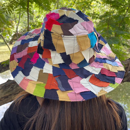 Patchwork Wide-Brim Hat