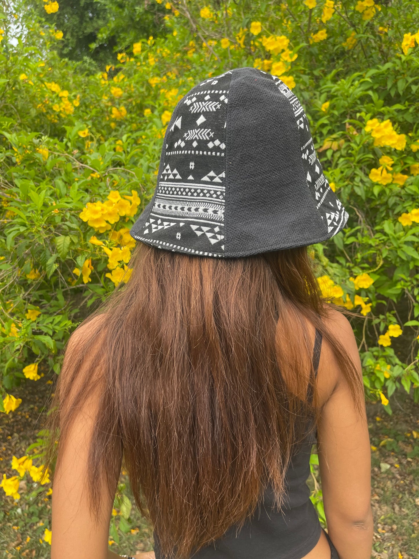 Hand Stitched Black and White Bucket Hat